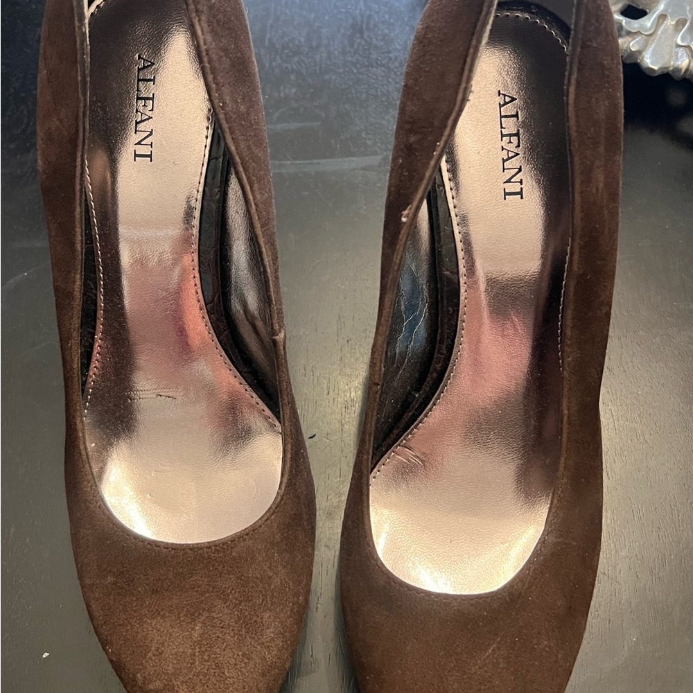 Alfani Women's Dark Brown Suede Heels